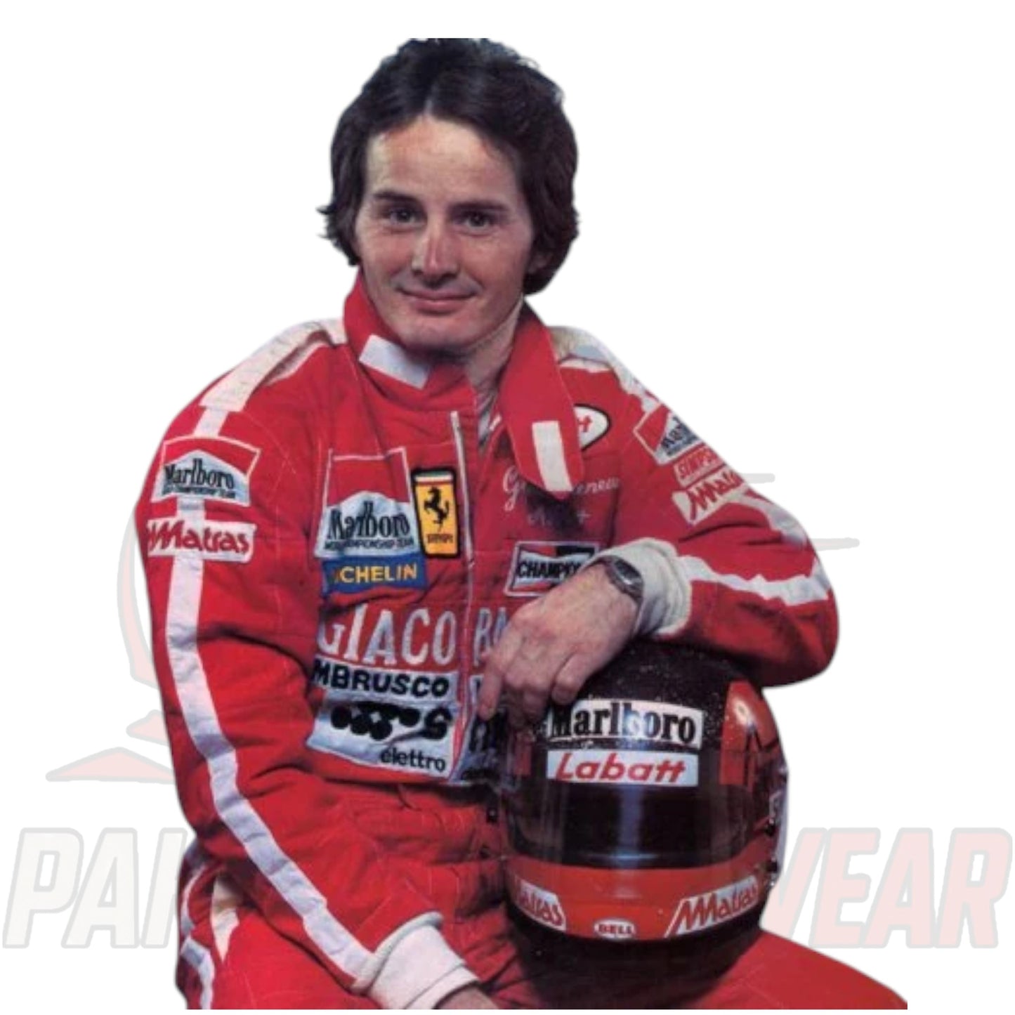 1978 Gilles Villeneuve Red Smeg F1 Embroidered Race Suit by Paksial Racewear