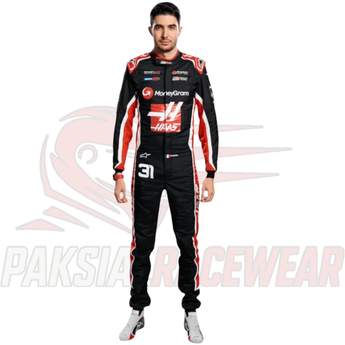 2025 Esteban Ocon MoneyGram Haas F1 Team Race Suit Replica | Paksial Racewear