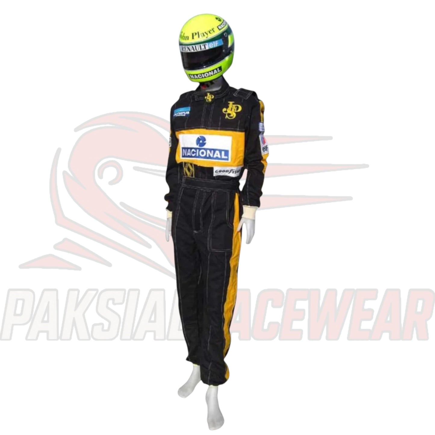 Ayrton Senna 1985 JPS Lotus F1 Embroidered Replica Race Suit by Paksial Racewear