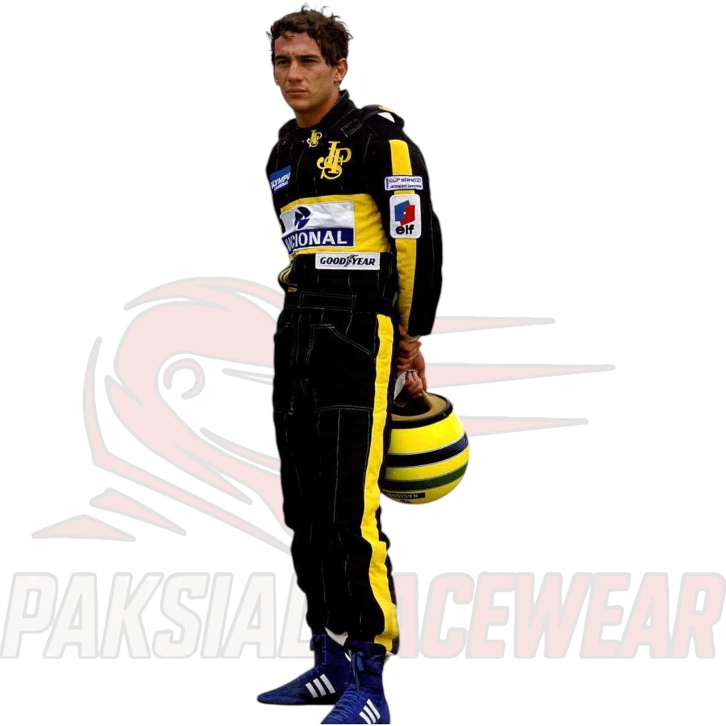 Ayrton Senna 1985 Lotus JPS F1 Embroidered Patch Replica Go Kart Race Suit