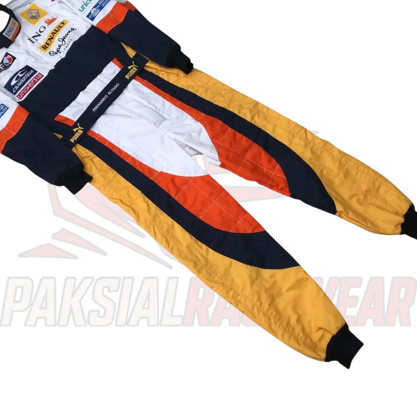 Fernando Alonso 2008 Renault F1 Embroidered Replica Race Suit by Paksial Racewear