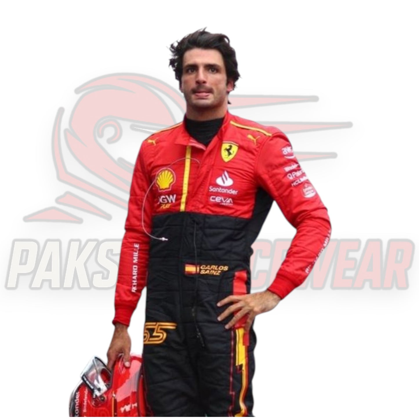 2022 Ferrari 75th Anniversary Replica Suit – Bold red design with authentic team details, ideal for karting enthusiasts.