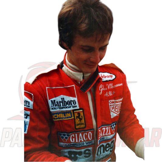 Gilles Villeneuve 1978 Ferrari Red Embroidered Patch Replica Go Kart Race Suit
