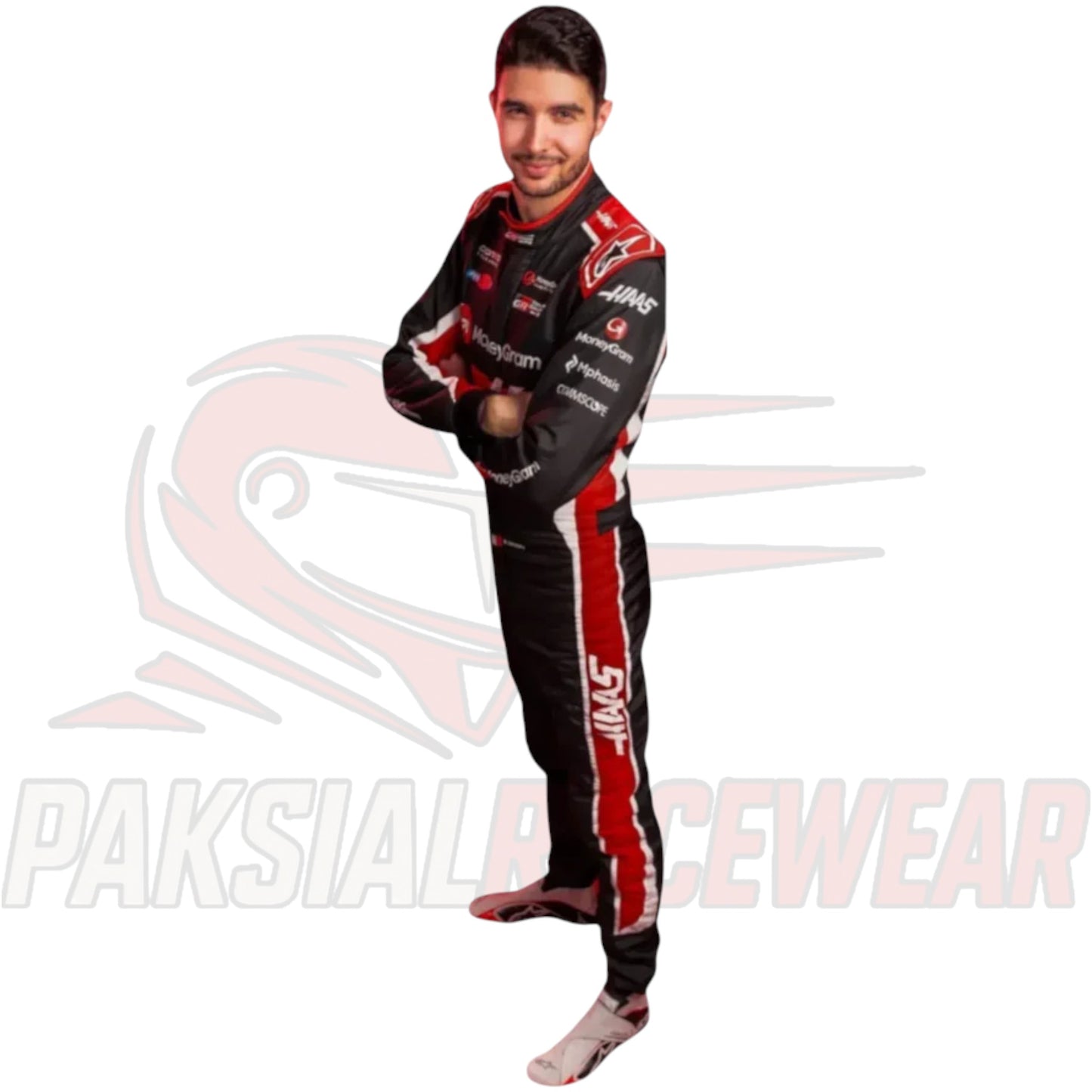 2025 Esteban Ocon MoneyGram Haas F1 Team Race Suit Replica | Paksial Racewear