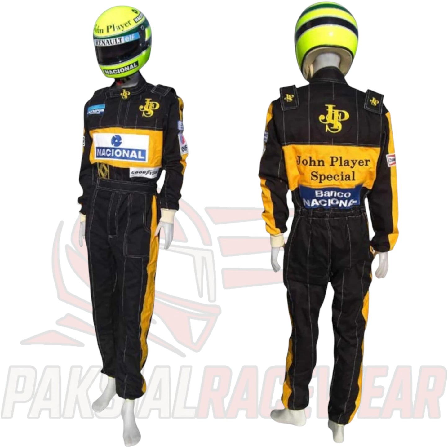 Ayrton Senna 1985 JPS F1 Racing Suit Replica Embroidery by Paksial Racewear