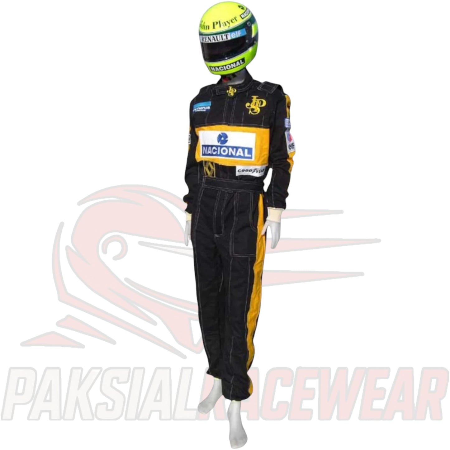 Ayrton Senna 1985 JPS F1 Racing Suit Replica Embroidery by Paksial Racewear