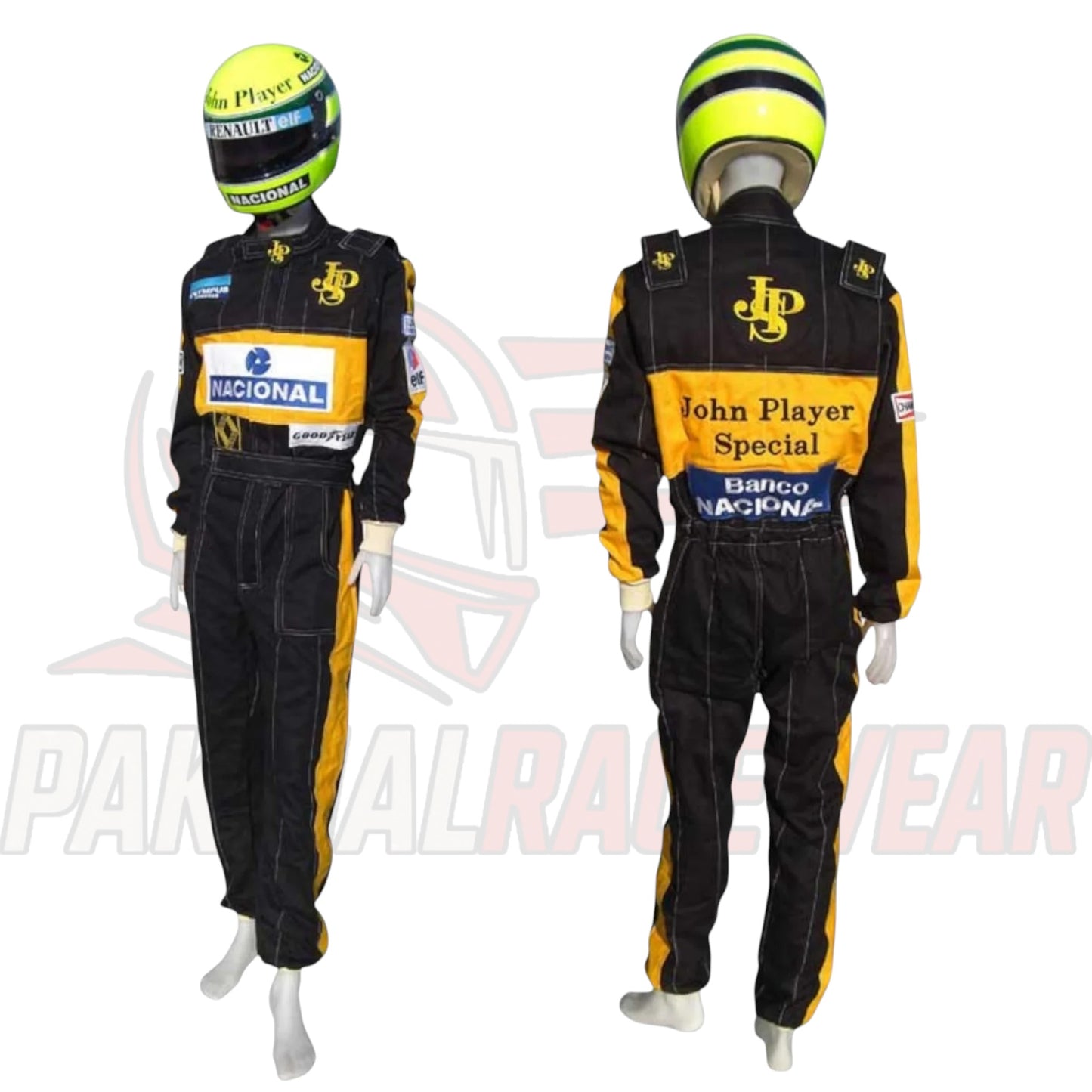 Ayrton Senna 1985 JPS Lotus F1 Embroidered Replica Race Suit by Paksial Racewear