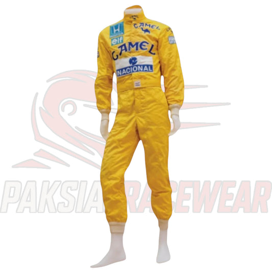 Ayrton Senna 1987 Camel Lotus F1 Replica Race Suit by Paksial Racewear
