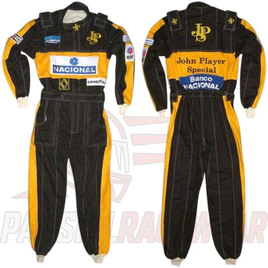 Ayrton Senna 1985 Lotus JPS F1 Embroidered Patch Replica Go Kart Race Suit