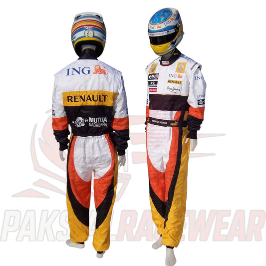 Fernando Alonso 2008 Renault F1 Replica Embroidered Go Kart Racing Suit