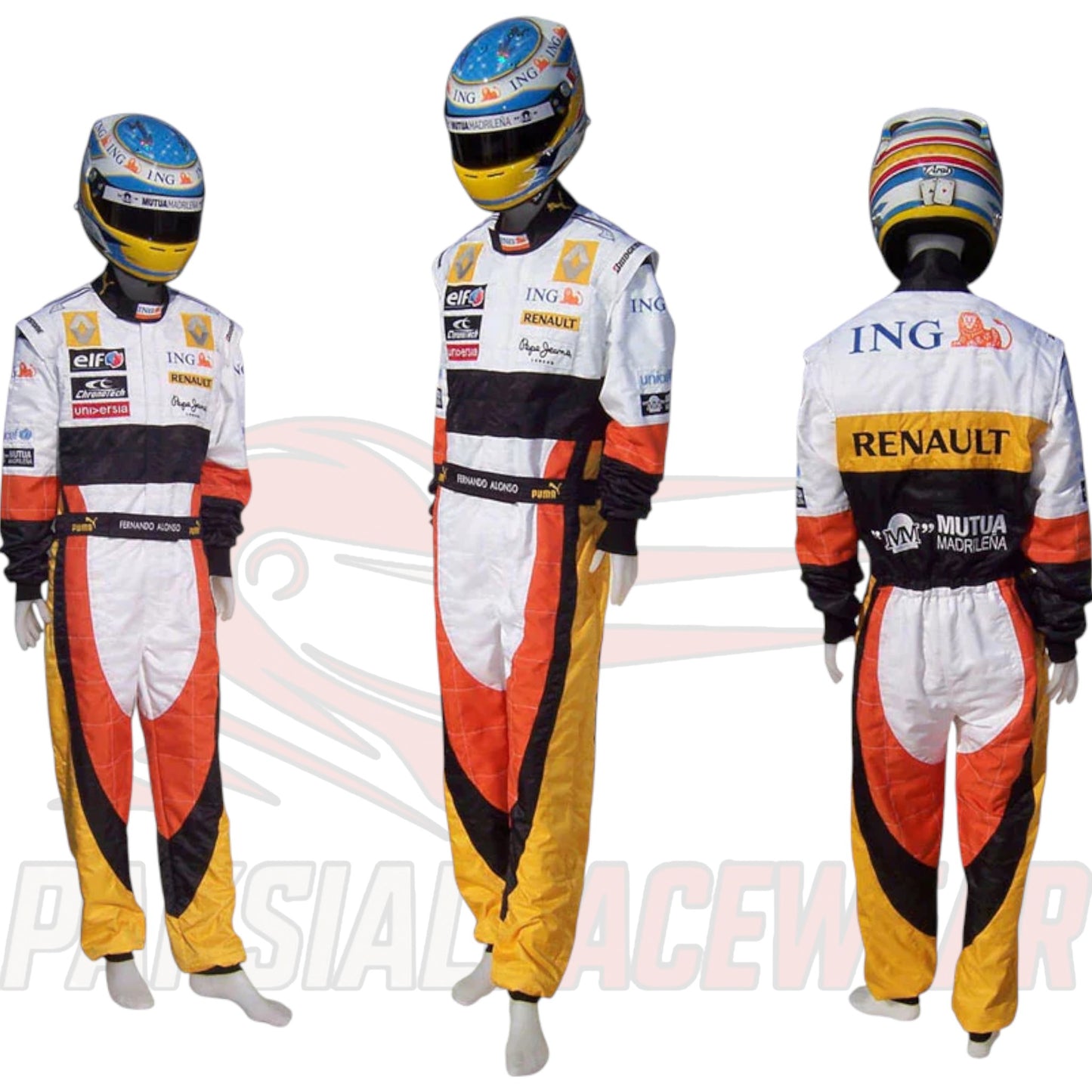 Fernando Alonso 2008 Renault F1 Replica Embroidered Go Kart Racing Suit