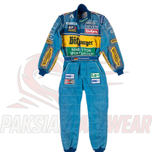 Michael Schumacher 1995 Benetton-Renault F1 Embroidered Replica Race Suit by Paksial Racewear