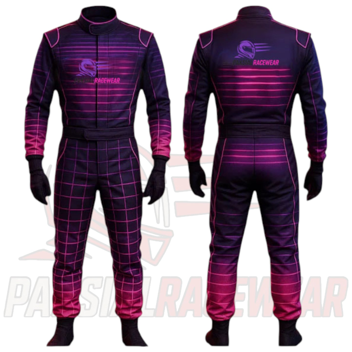 Neon Velocity GlowGrid Karting Suit | Pink & Blue Synthwave Edition | Paksial Racewear