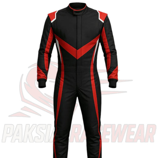 Premium Black & Red Karting Race Suit | Rustle Racewears Edition by Paksial Racewear
