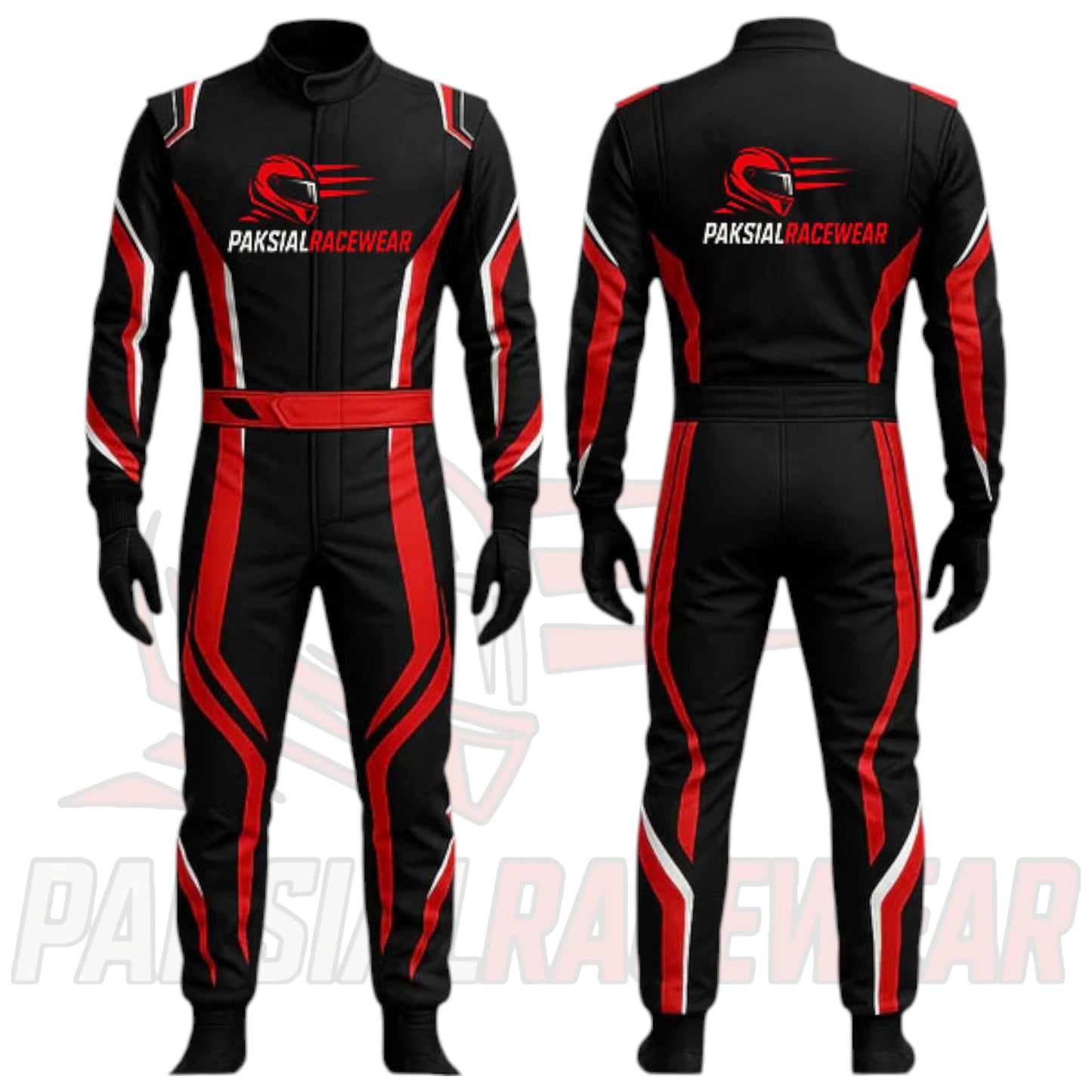 Rustle Racewears Black & Red Sublimated Karting Race Suit | Premium Go-Kart Suit by Paksial Racewear