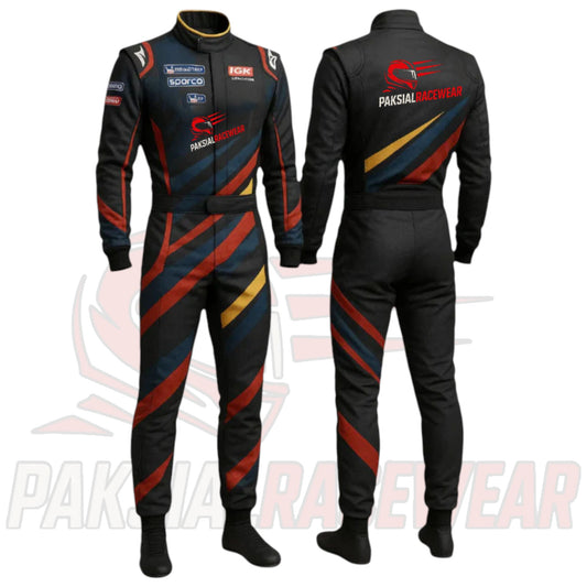 Rustle Racewears Black & Red Sublimated Karting Race Suit | Premium Go-Kart Suit by Paksial Racewear