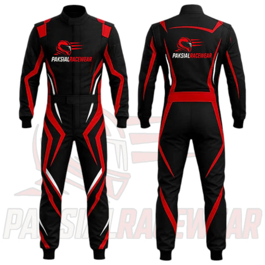 Paksial Racewear Elite Viper Karting Suit | Black, Red & White Sublimated Racing Suit