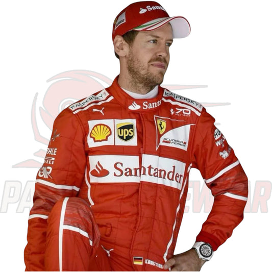 Sebastian Vettel 2017 Ferrari F1 Racing Suit Replica – Embroidered Edition