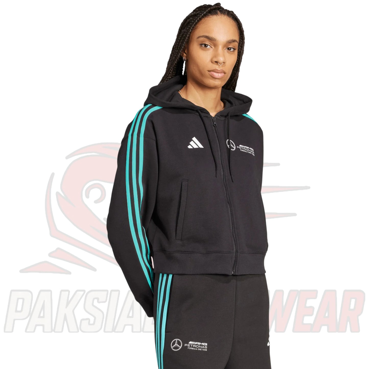 Mercedes-AMG PETRONAS F1 Team Women’s adidas DNA Full-Zip Hoodie – Official Fanwear