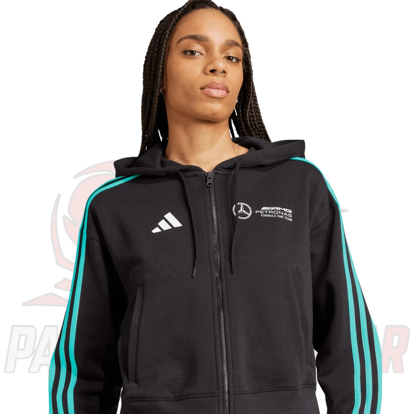 Mercedes-AMG PETRONAS F1 Team Women’s adidas DNA Full-Zip Hoodie – Official Fanwear