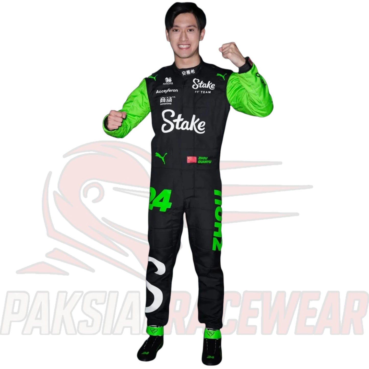Zhou Guanyu 2024 Stake F1 Team Replica Race Suit | Premium Formula One Collectible by Paksial Racewear