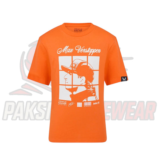 Red Bull Racing Puzzle T-Shirt for Kids – Max Verstappen Orange
