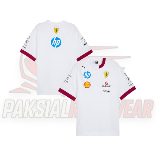 Scuderia Ferrari White Oversized Driver Tee – 2025 Season