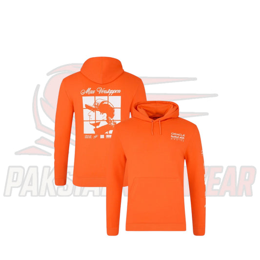 Red Bull Racing Max Verstappen Puzzle Hoodie – Orange – Unisex | 2025 F1 Streetwear